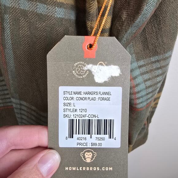 Howler Bros Harker's Flannel Shirt Size L Conor Plaid Forage Fall Winter - Picture 2 of 4